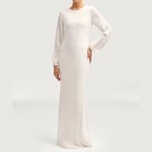 Veiled Kamila Satin Maxi Dress in White